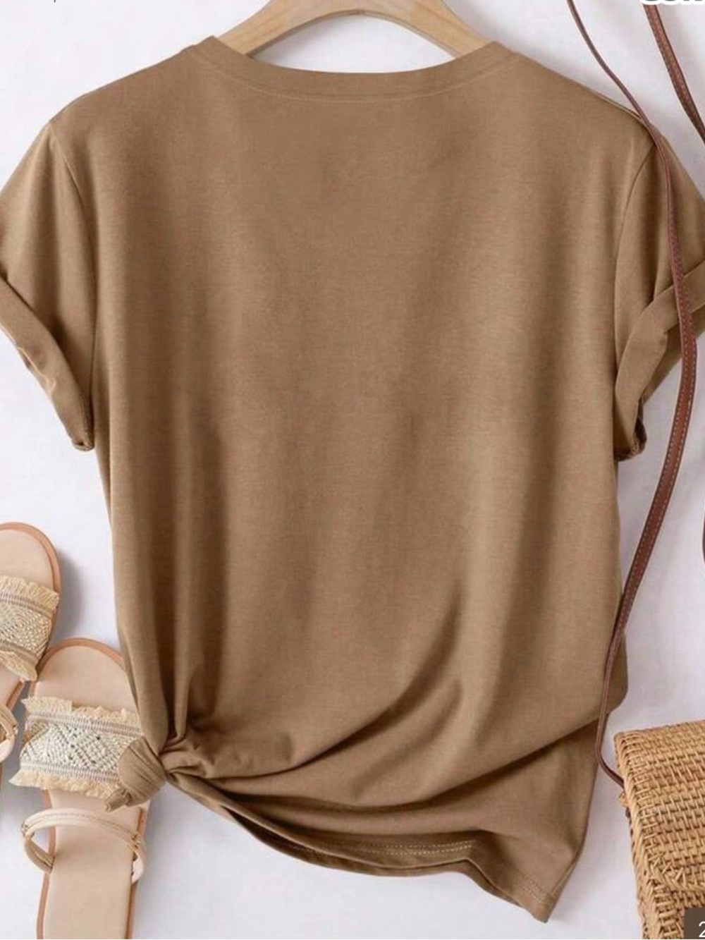 SHEIN Brown Floral Leopard Graphic Short Sleeve Tee - Picture 2 of 2